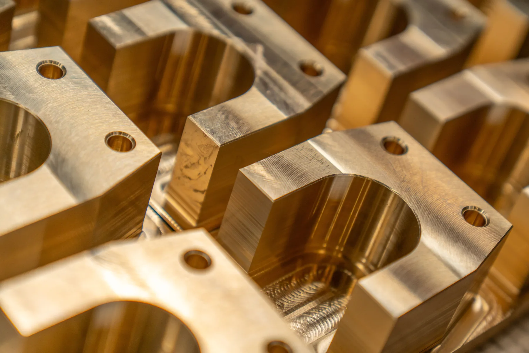 Close-up of precision machined metal components for lock systems